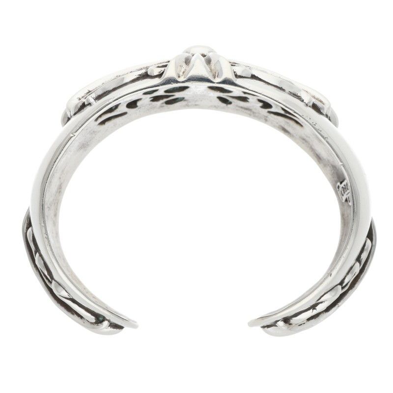 Chrome Hearts Flrl Cuff Floral Cross Wide Vintage Silver Bangle Bracelet — view 5