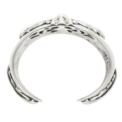 Chrome Hearts Flrl Cuff Floral Cross Wide Vintage Silver Bangle Bracelet — view 5