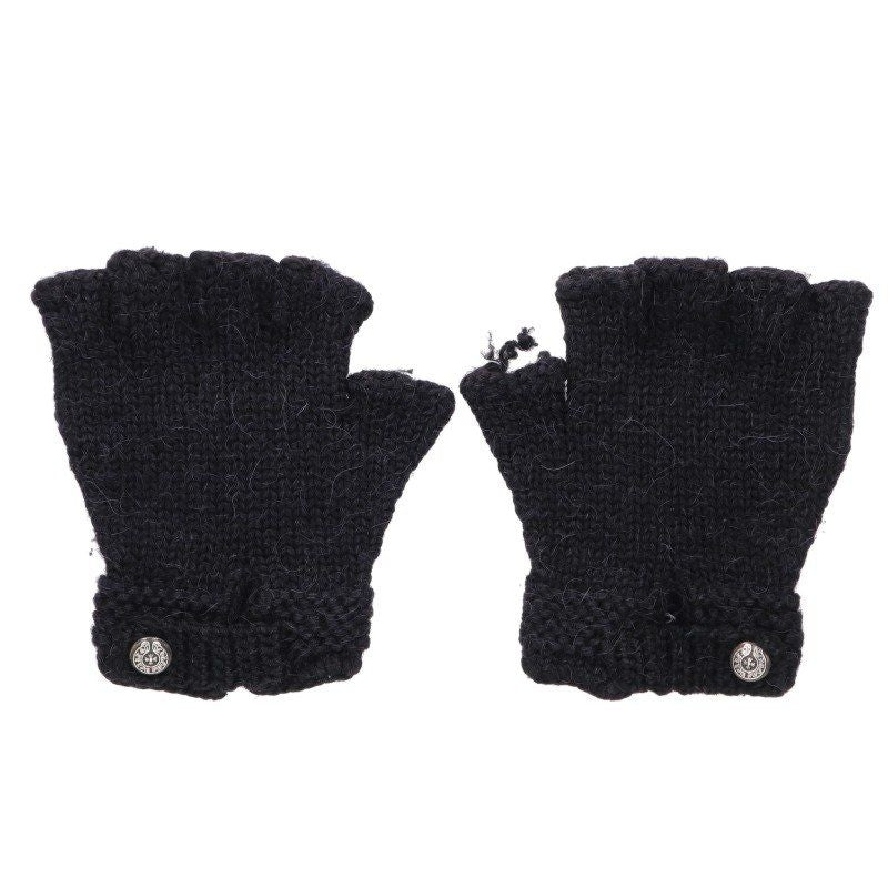 Chrome Hearts Horseshoe Button Fingerless Knit Gloves