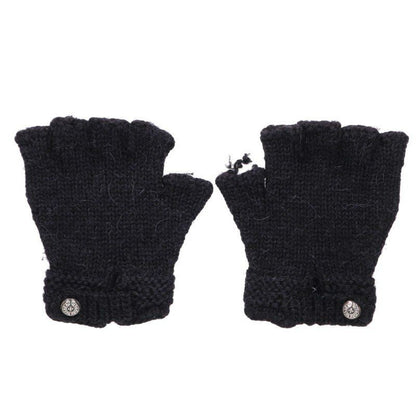 Chrome Hearts Horseshoe Button Fingerless Knit Gloves
