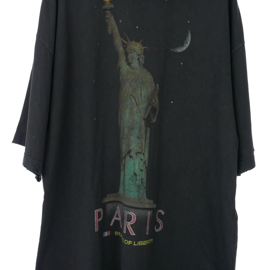 Balenciaga Statue of Liberty Paris Print T-Shirt Dress Distressed Short Sleeve — view 3