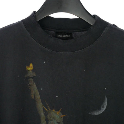 Balenciaga Statue of Liberty Paris Print T-Shirt Dress Distressed Short Sleeve — view 4