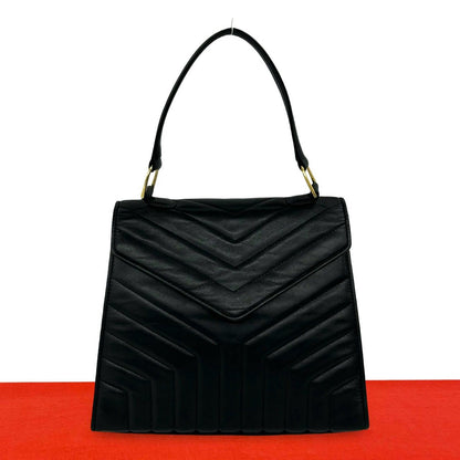 Saint Laurent Vintage Stitch Leather Handbag Mini Tote Black