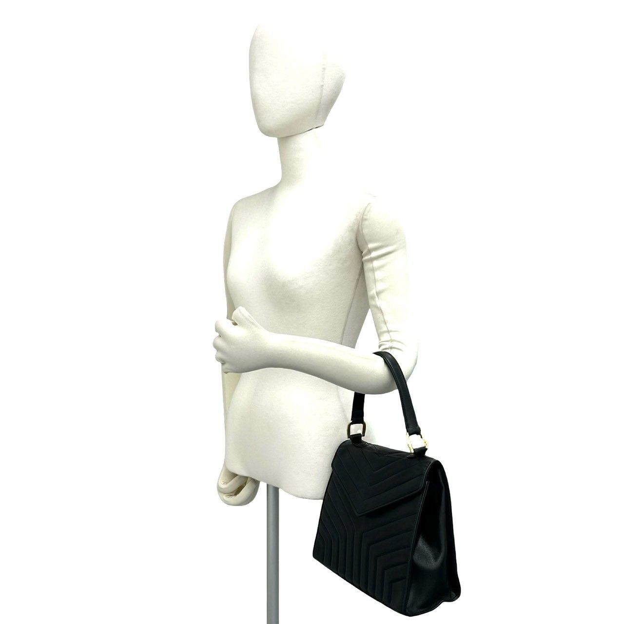 Saint Laurent Vintage Stitch Leather Handbag Mini Tote Black — view 2