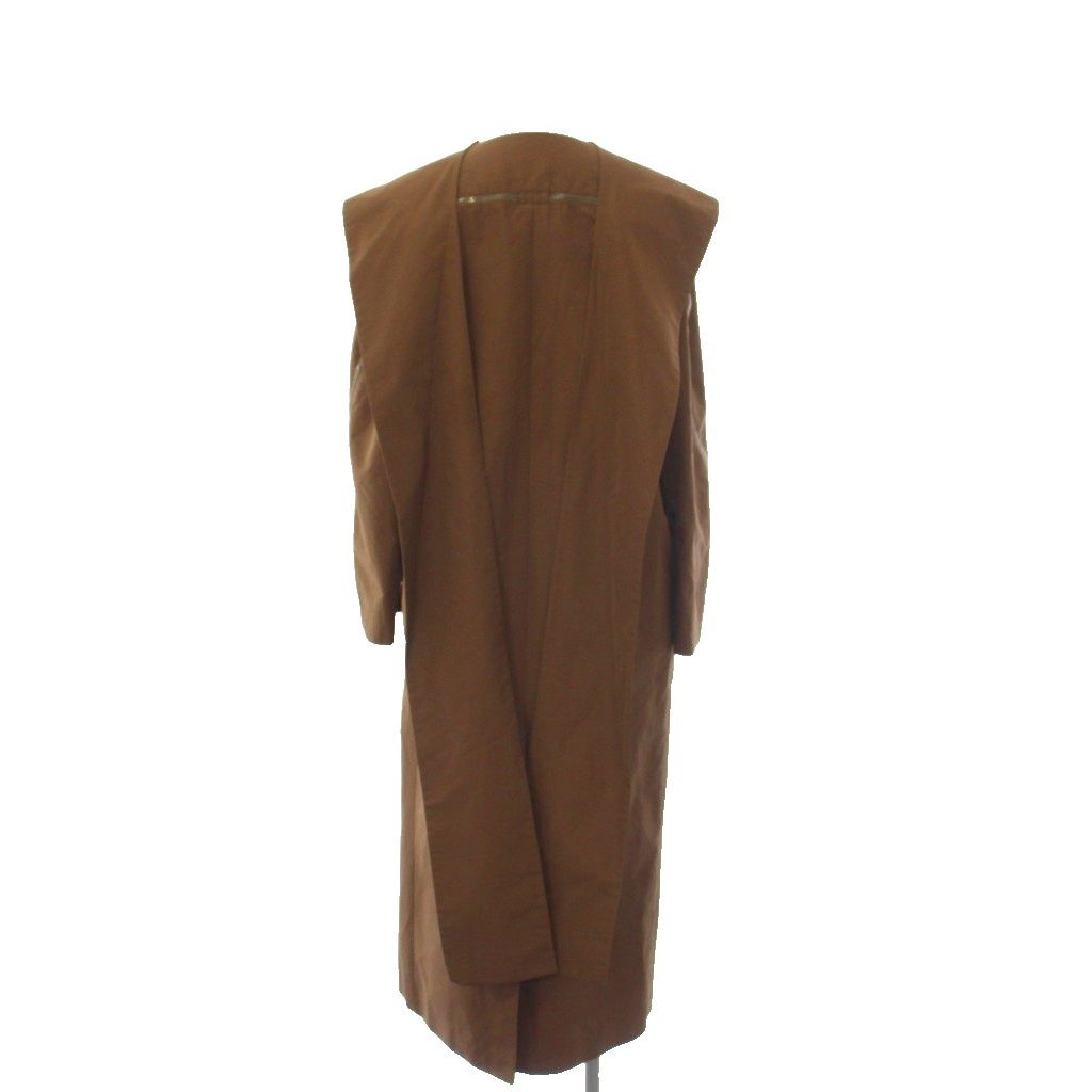 Fendi Coat Long Double Logo Silk Brown 38 — view 3