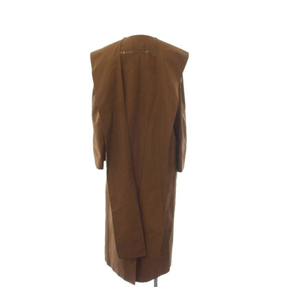 Fendi Coat Long Double Logo Silk Brown 38 — view 3