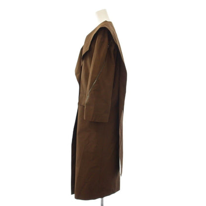 Fendi Coat Long Double Logo Silk Brown 38 — view 2