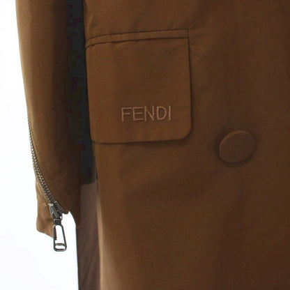 Fendi Coat Long Double Logo Silk Brown 38 — view 5