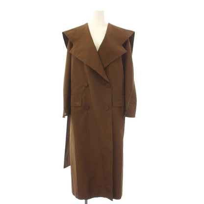 Fendi Coat Long Double Logo Silk Brown 38