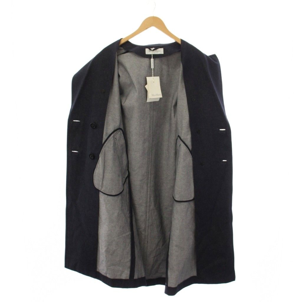 Max Mara Bacco Chesterfield Denim Coat Long Double Navy 36 — view 6
