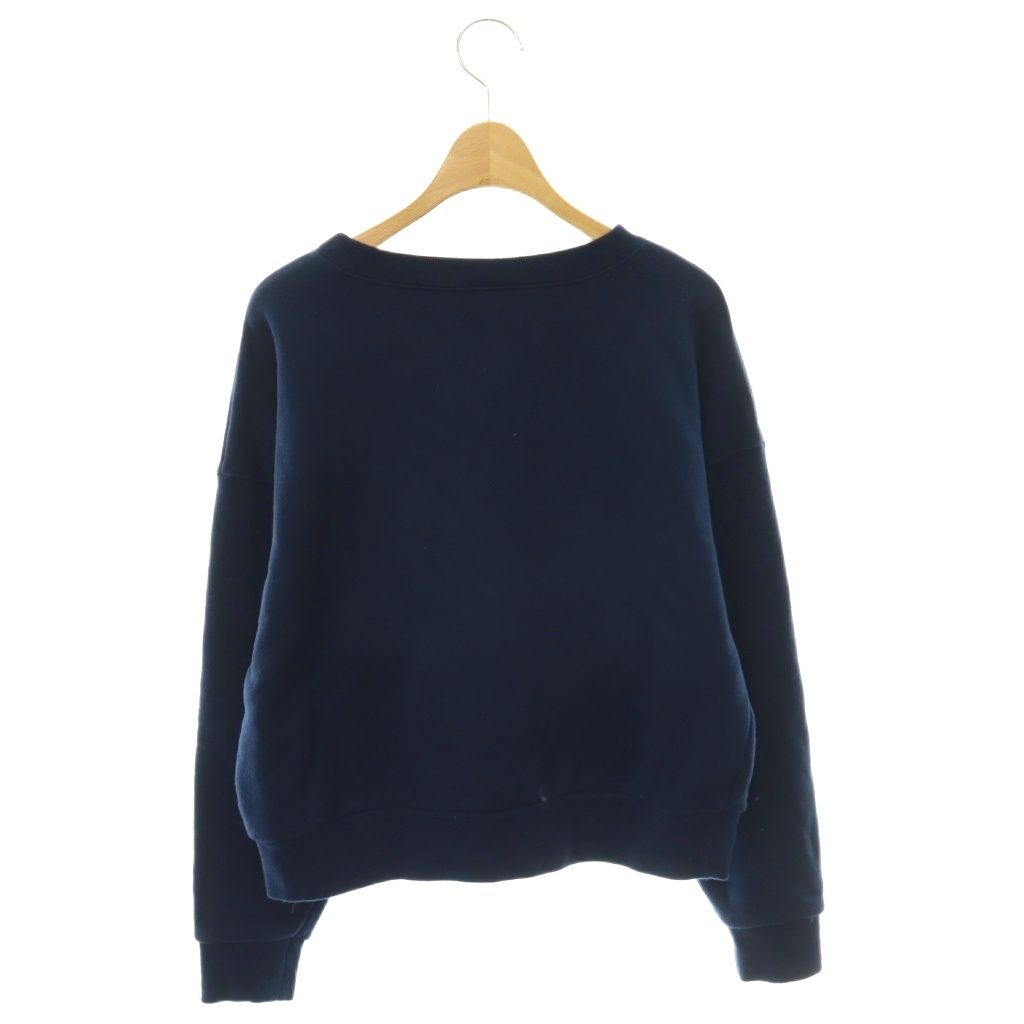 Celine Logo Print Cropped Sweatshirt Pullover Long Sleeve Navy S — view 2