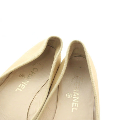 Chanel CC Logo Ballet Shoes Ribbon Leather Beige — view 4