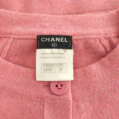 Chanel Cashmere CC Logo Button Cardigan Knit Long Sleeve Pink 36 — view 6