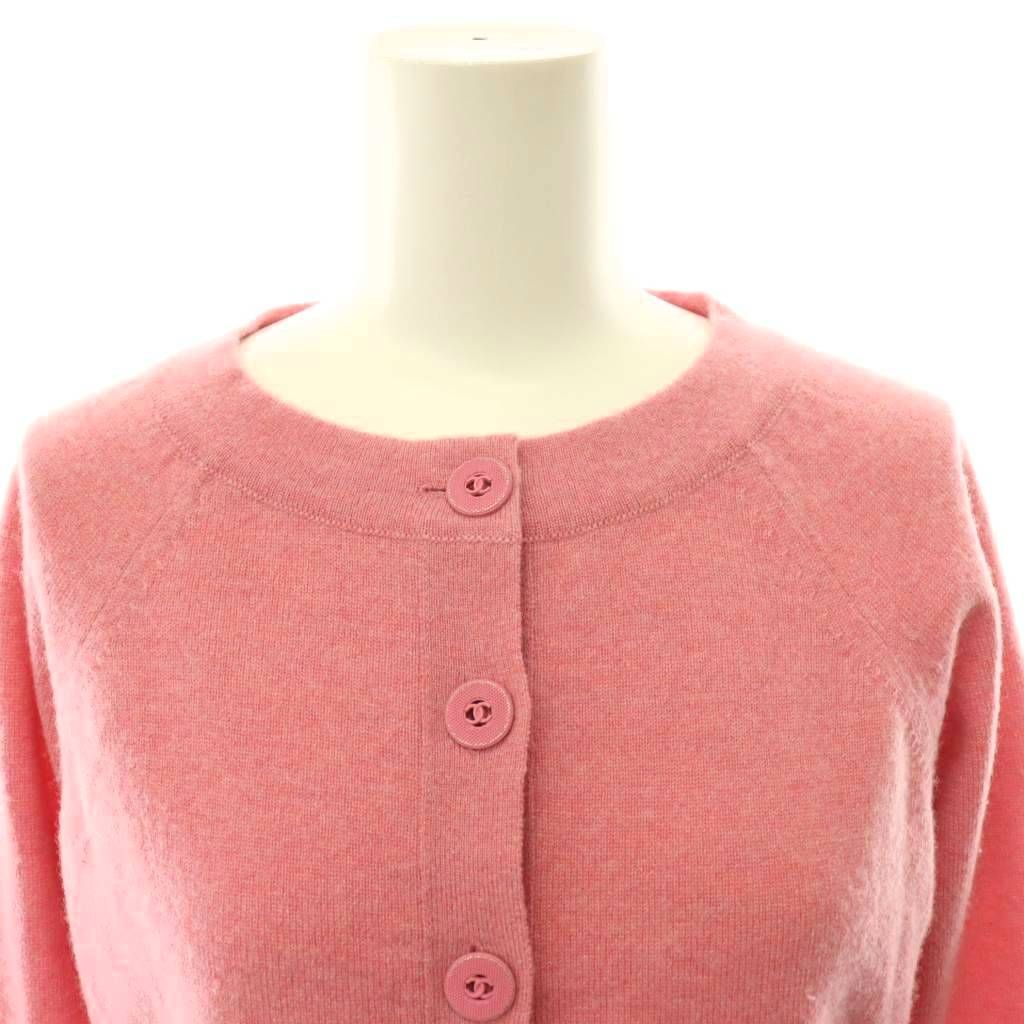 Chanel Cashmere CC Logo Button Cardigan Knit Long Sleeve Pink 36 — view 4