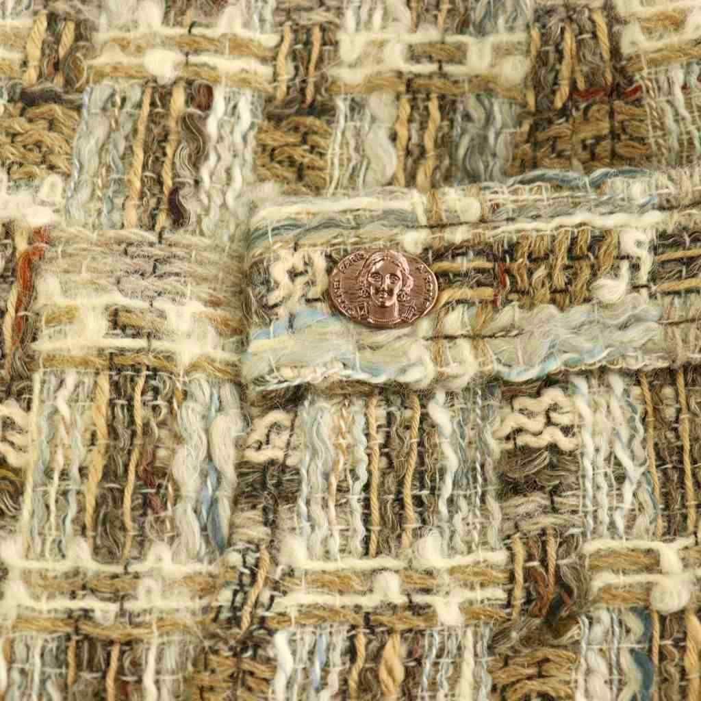 Chanel Tweed Pleated Skirt Mini Wool Beige 34 — view 5