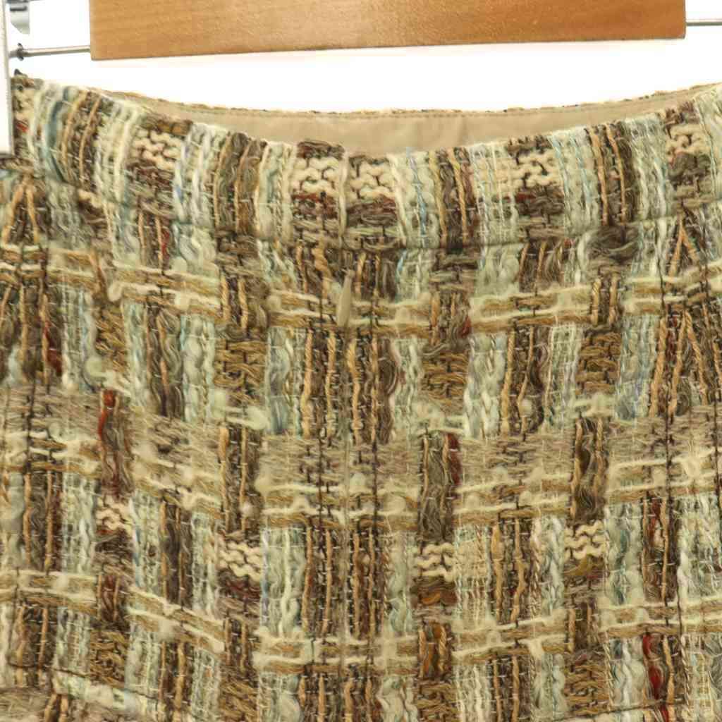 Chanel Tweed Pleated Skirt Mini Wool Beige 34 — view 4