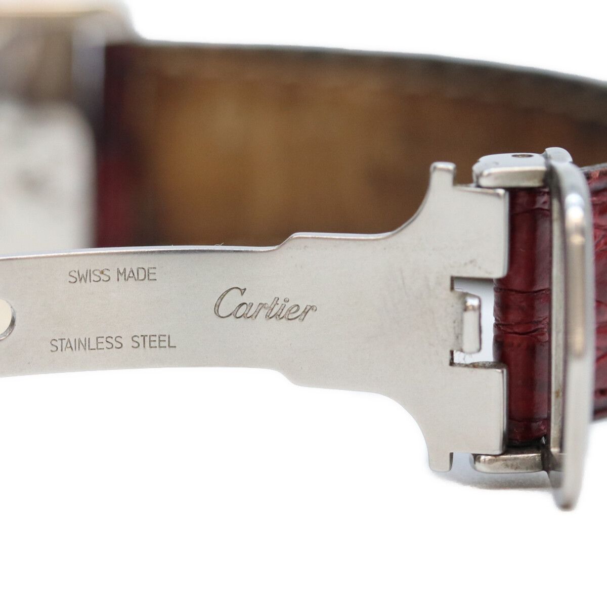 Cartier 925 Must Tank GM XL Date SS Croco White Roman Dial Watch — view 6