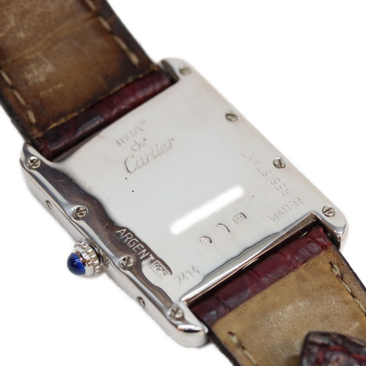 Cartier 925 Must Tank GM XL Date SS Croco White Roman Dial Watch — view 5