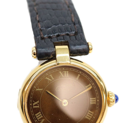 Cartier Must Vendome SM Vermeil Mahogany Brown Dial Watch — view 4