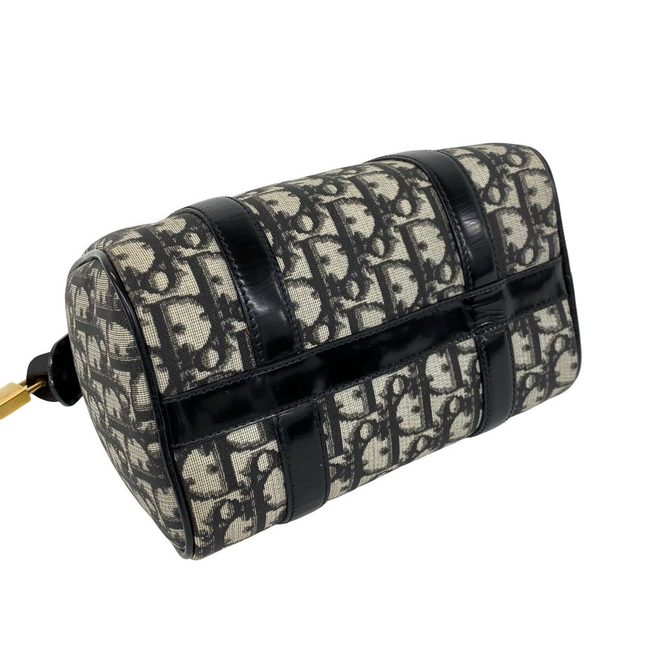 Dior Trotter Pattern Canvas Leather Mini Boston Bag Black — view 7