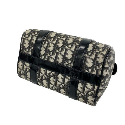 Dior Trotter Pattern Canvas Leather Mini Boston Bag Black — view 8