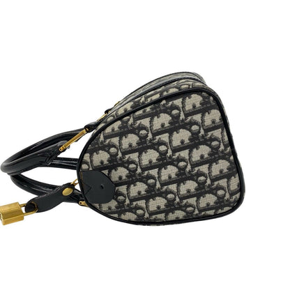 Dior Trotter Pattern Canvas Leather Mini Boston Bag Black — view 5