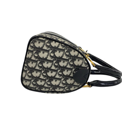 Dior Trotter Pattern Canvas Leather Mini Boston Bag Black — view 6