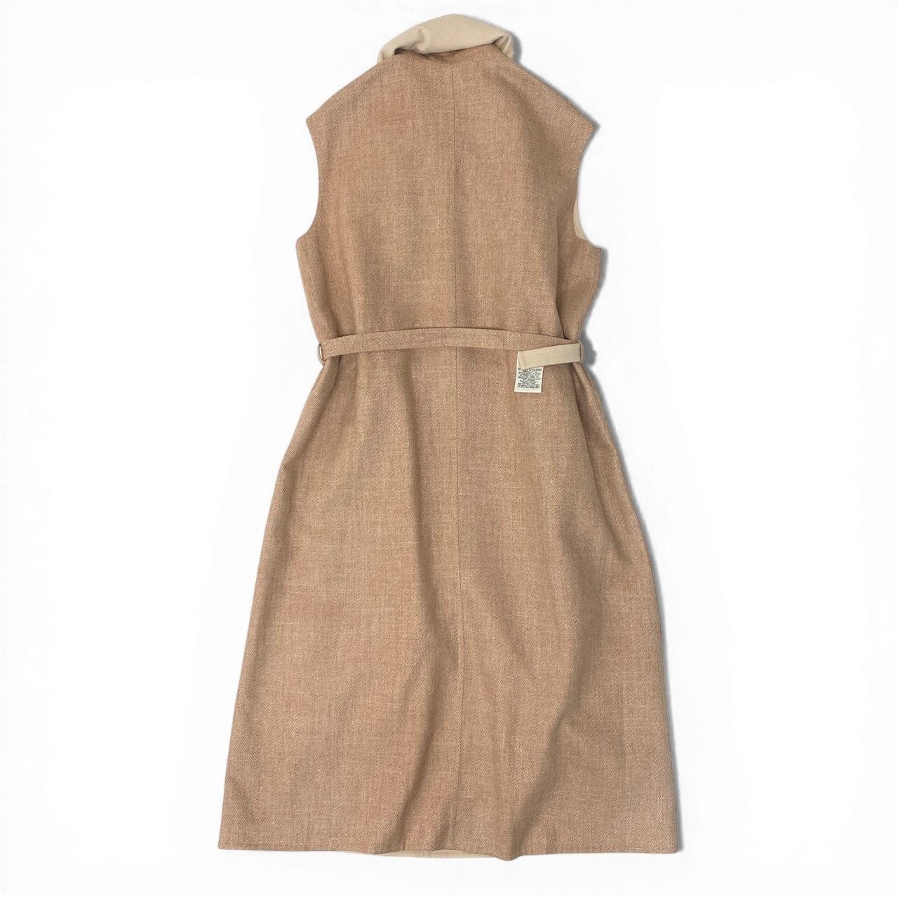 Hermes Double Face Wrap Coat Sleeveless Long Pink Beige Cashmere 38 — view 3