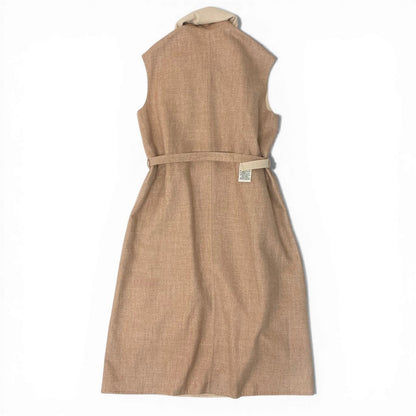 Hermes Double Face Wrap Coat Sleeveless Long Pink Beige Cashmere 38 — view 3