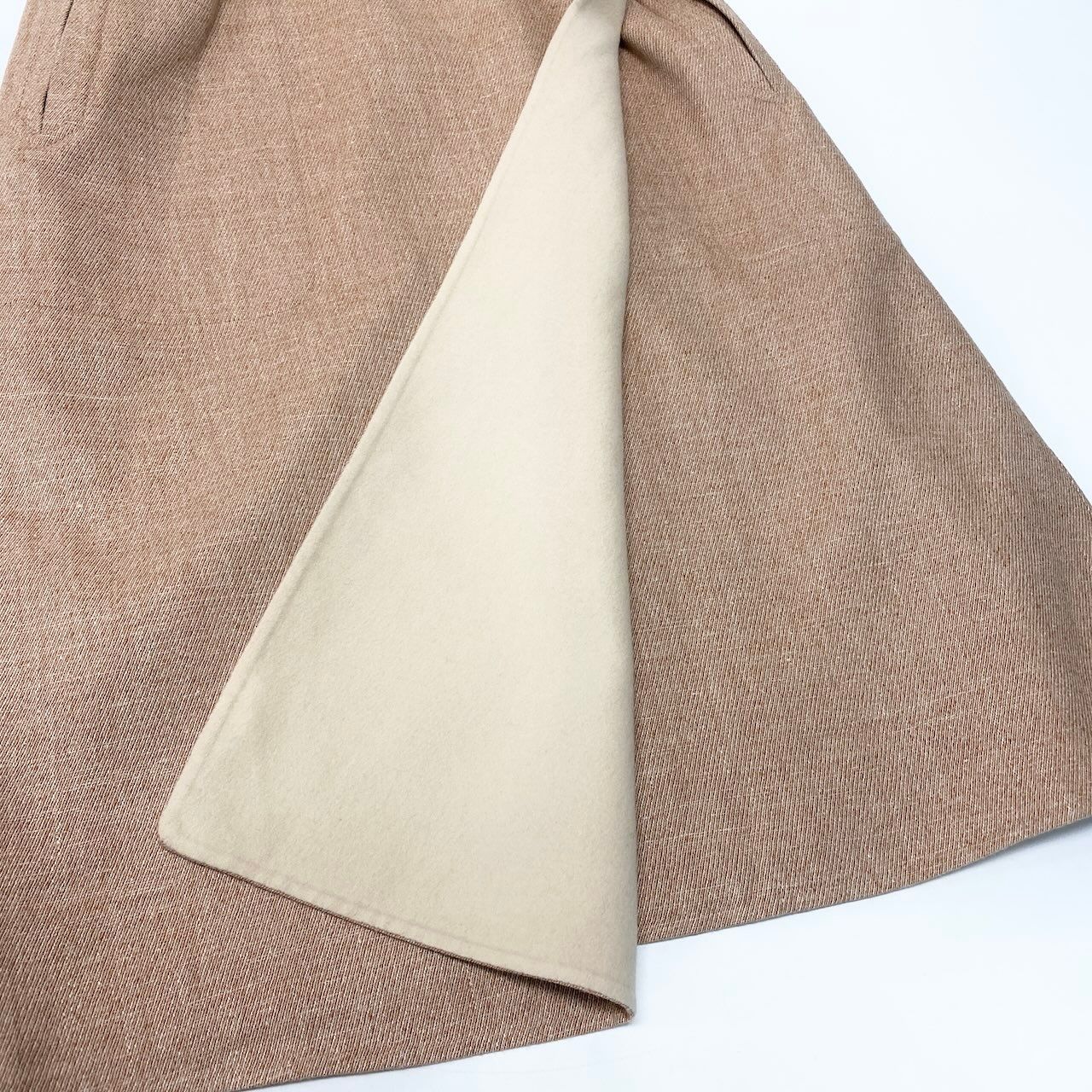 Hermes Double Face Wrap Coat Sleeveless Long Pink Beige Cashmere 38 — view 5