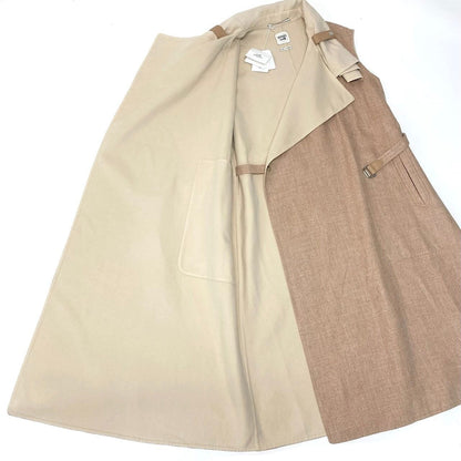 Hermes Double Face Wrap Coat Sleeveless Long Pink Beige Cashmere 38 — view 6