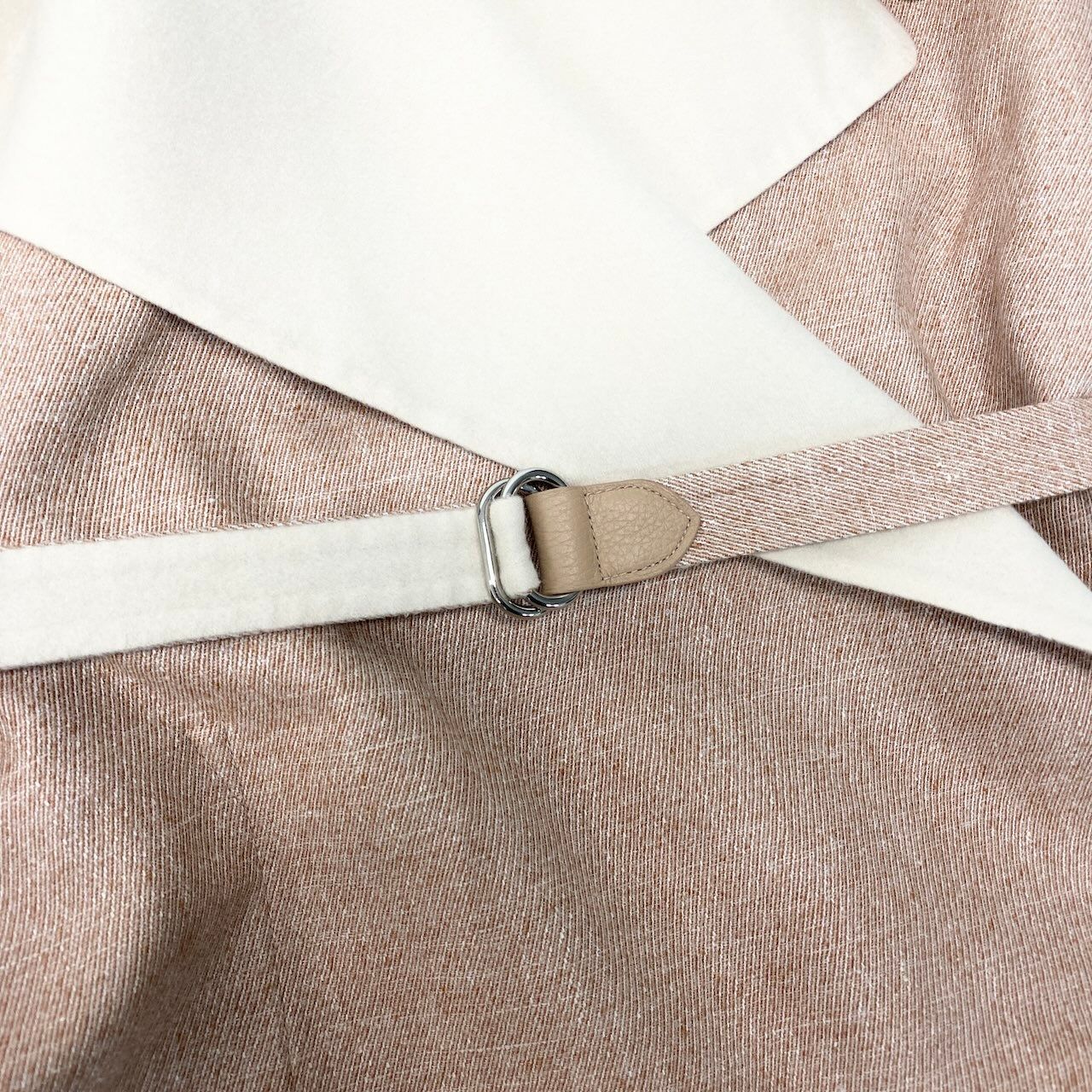 Hermes Double Face Wrap Coat Sleeveless Long Pink Beige Cashmere 38 — view 8