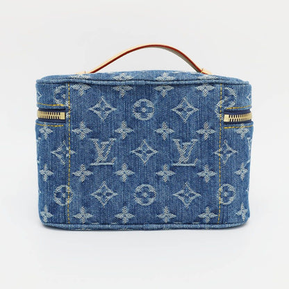 Louis Vuitton Nice Mini Vanity Bag Monogram Denim Leather Blue — view 2