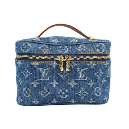 Louis Vuitton Nice Mini Vanity Bag Monogram Denim Leather Blue