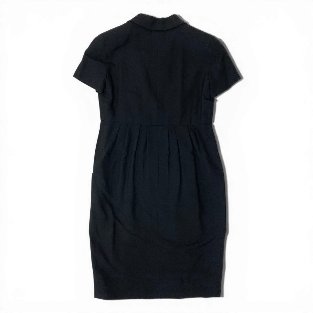 Chanel C Vintage Short Sleeve Dress Gold Button CC Logo Black 42 — view 3