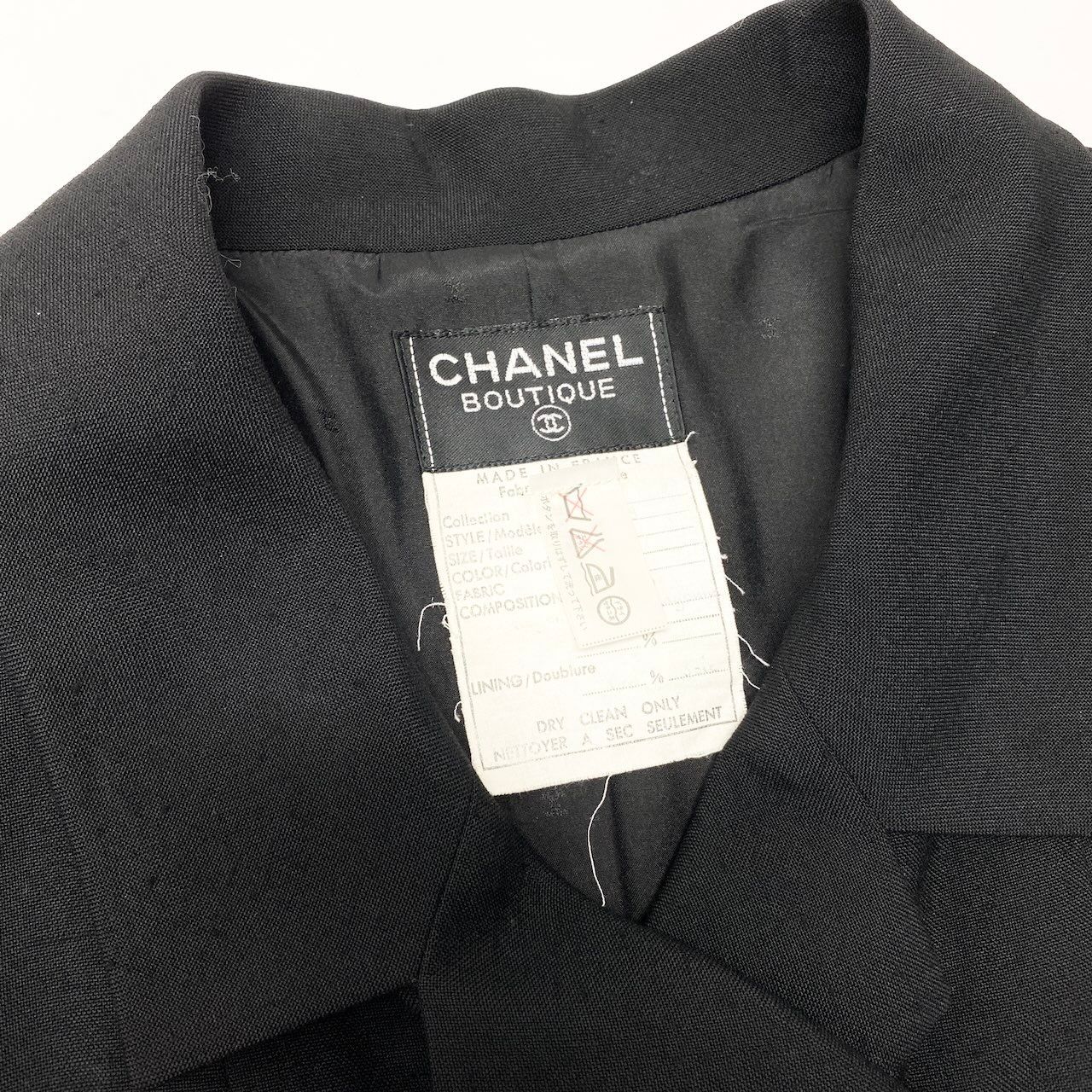 Chanel C Vintage Short Sleeve Dress Gold Button CC Logo Black 42 — view 6