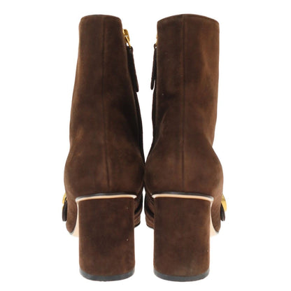 Gucci GG Marmont Fringe Suede Leather Ankle Boots Brown — view 3