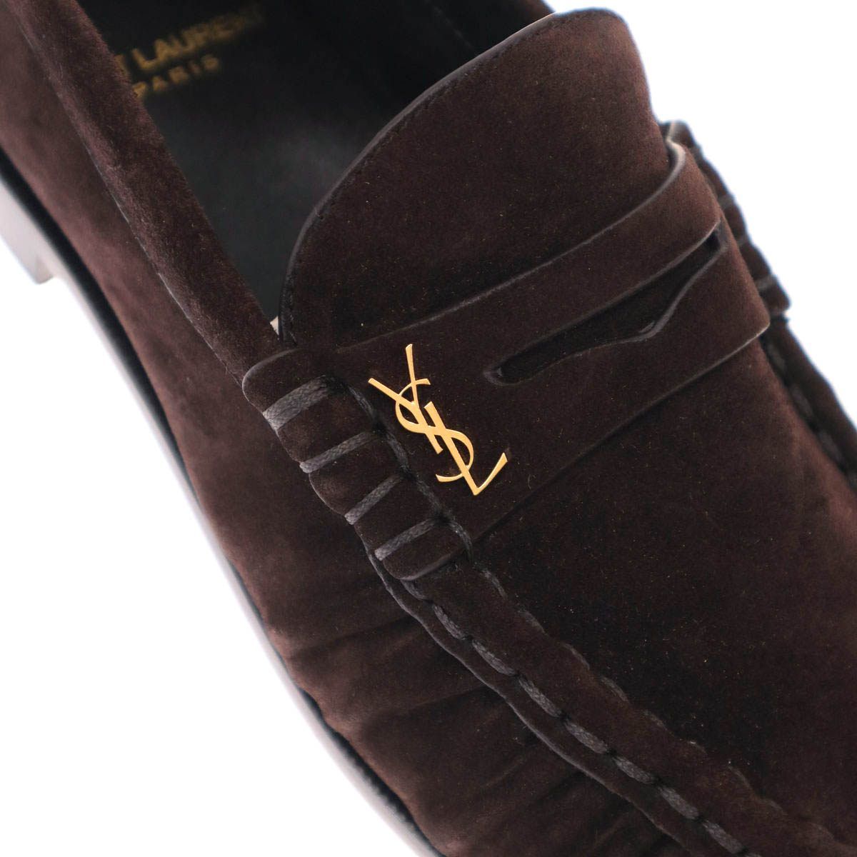 Saint Laurent Paris le Loafers Soft Suede Leather Brown — view 7