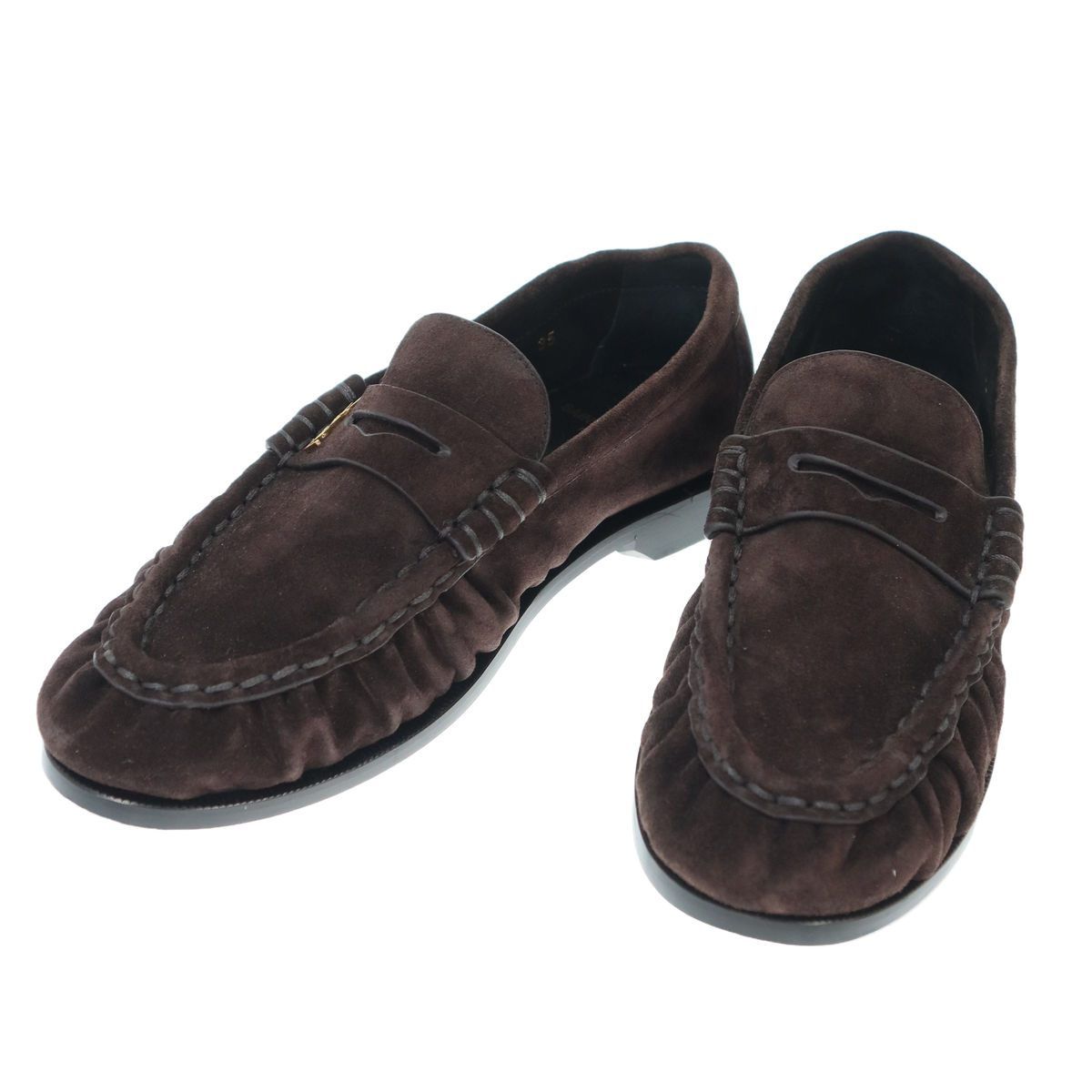 Saint Laurent Paris le Loafers Soft Suede Leather Brown