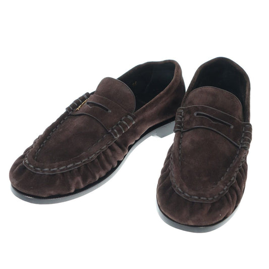 Saint Laurent Paris le Loafers Soft Suede Leather Brown