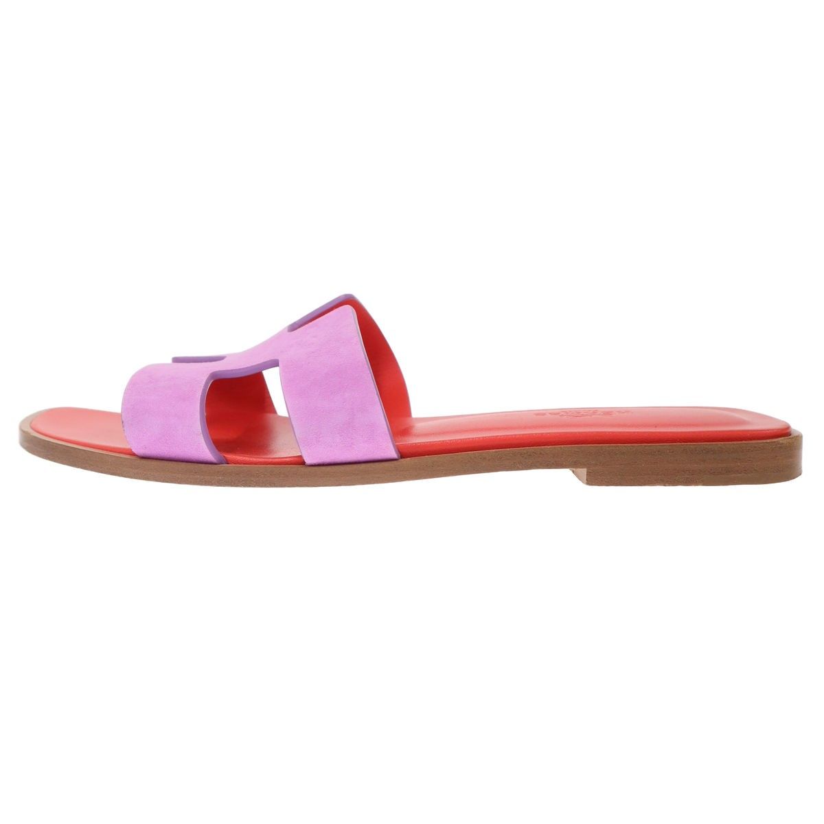 Hermes Oran Leather Sandals Purple Red — view 2
