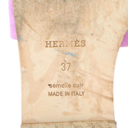 Hermes Oran Leather Sandals Purple Red — view 6