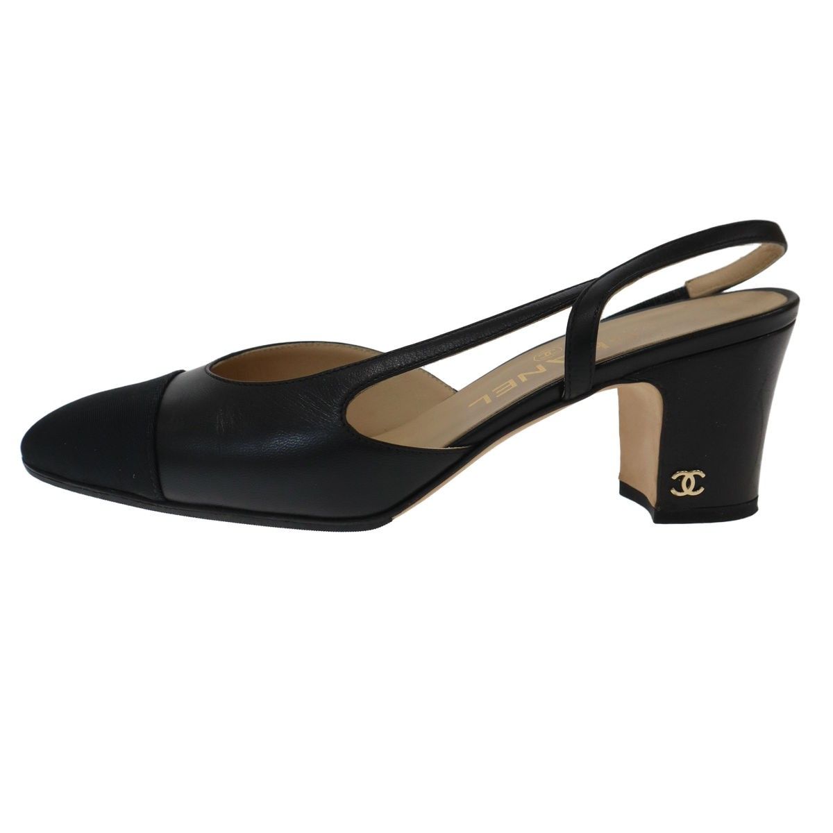 Chanel Slingback Strap Pumps Black Heel — view 2