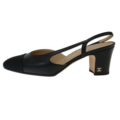 Chanel Slingback Strap Pumps Black Heel — view 2