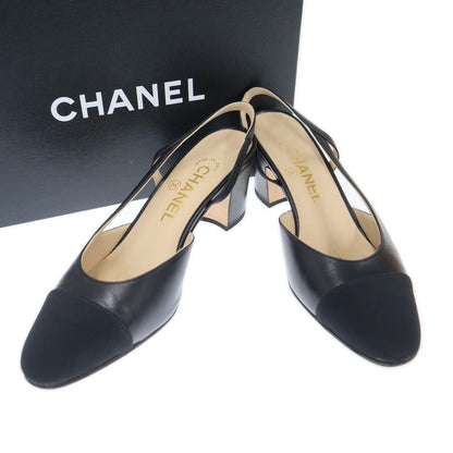 Chanel Slingback Strap Pumps Black Heel