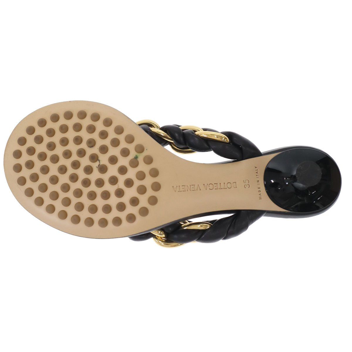 Bottega Veneta Dot Kitten Heels Thong Sandals Black — view 4