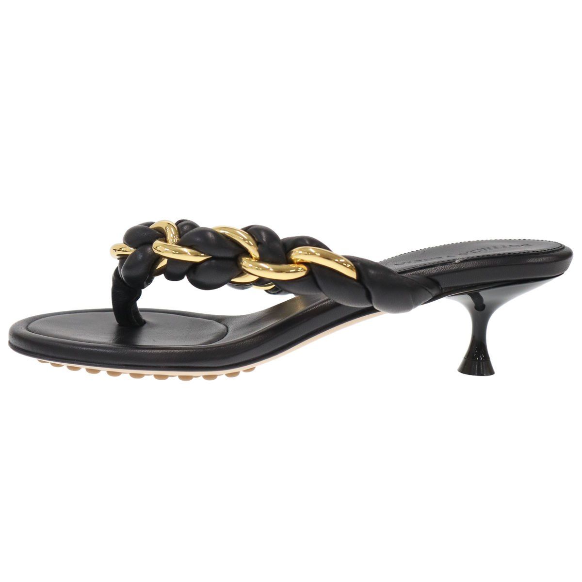 Bottega Veneta Dot Kitten Heels Thong Sandals Black — view 2