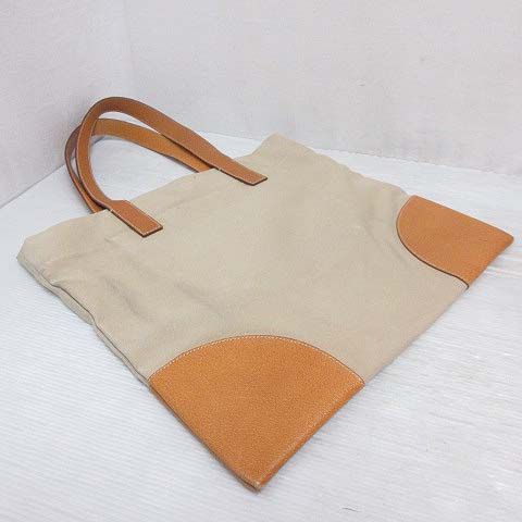 Prada Canvas Leather Tote Bag Beige Yellow Triangle Plate Logo — view 2
