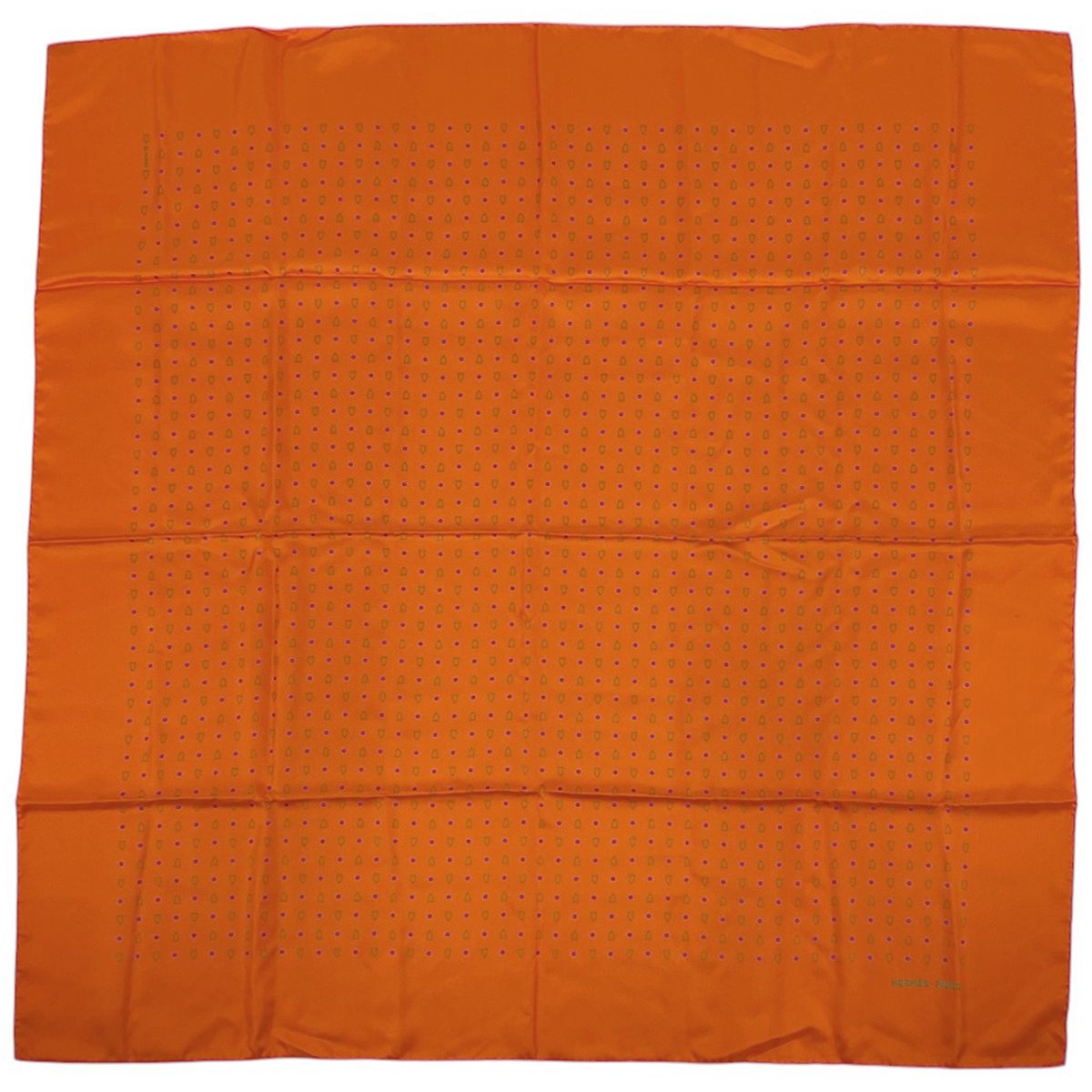 Hermes Carre 90 Dot Pattern Scarf Silk Orange Multicolor