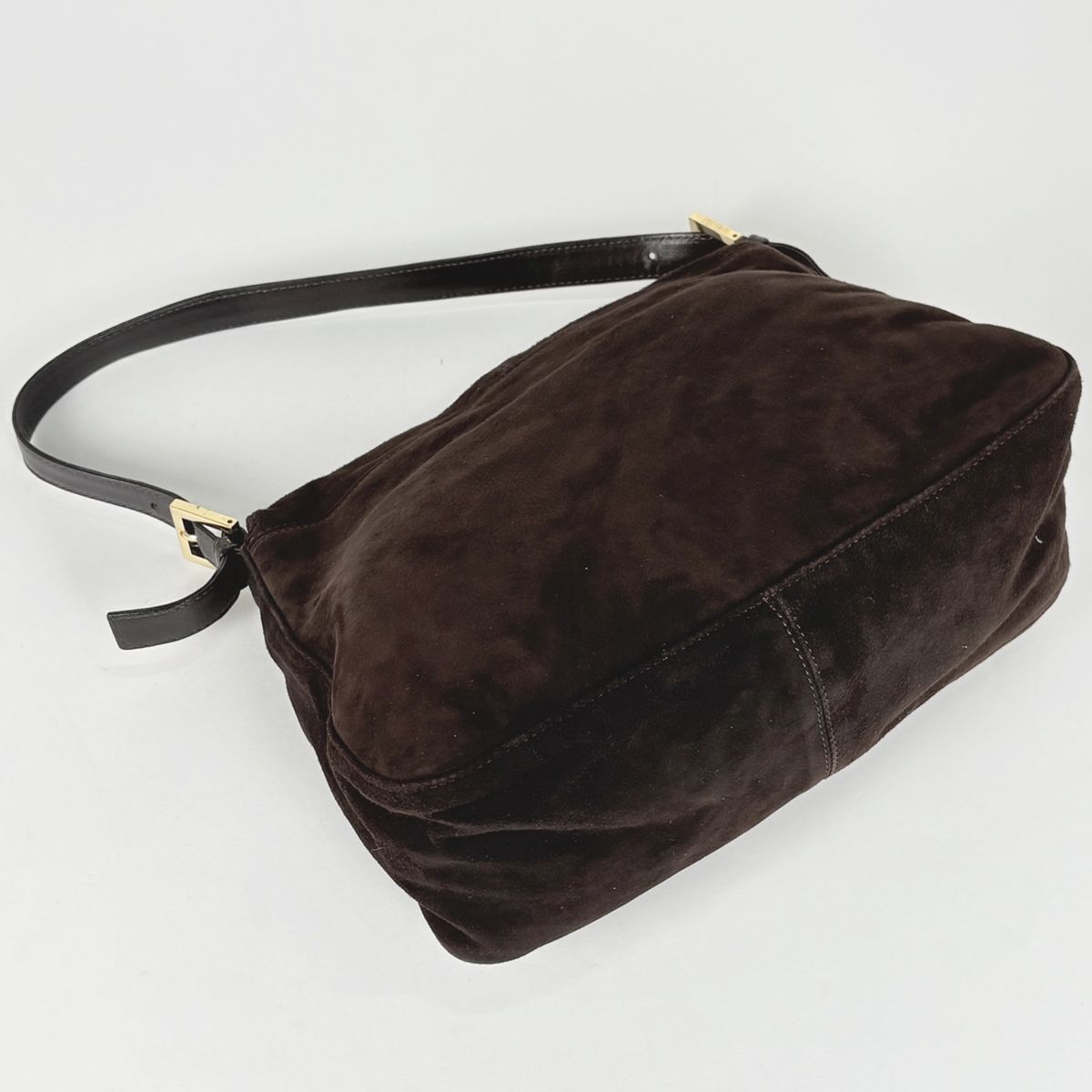 Fendi Shoulder Bag Zucca Logo Mamma Baguette Suede Dark Brown — view 2